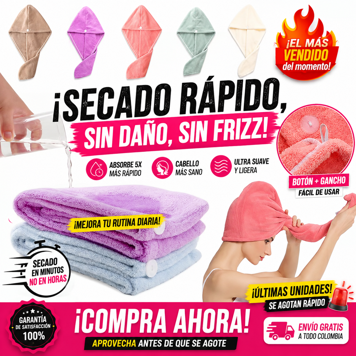 Toalla Turbante de Microfibra | Secado Rápido