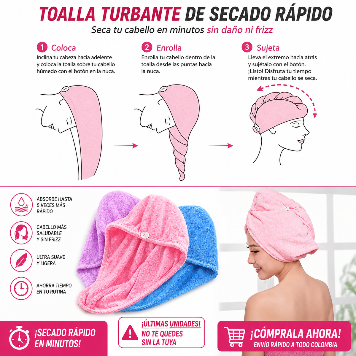 Toalla Turbante de Microfibra | Secado Rápido