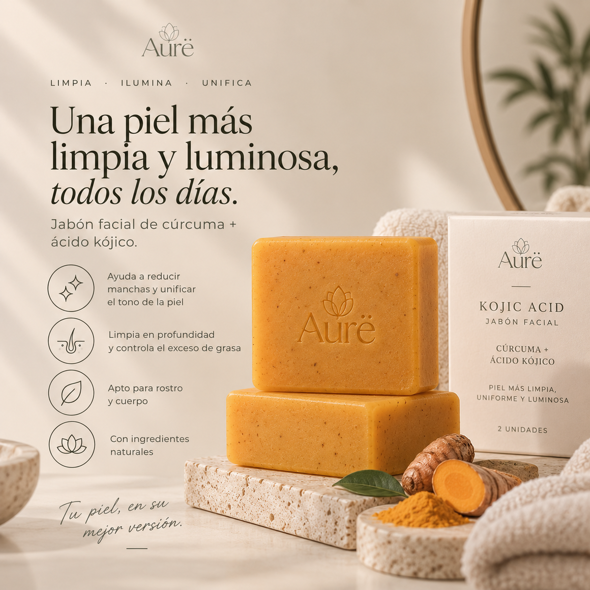 Kojiva | Jabón Facial de Cúrcuma + Ácido Kójico