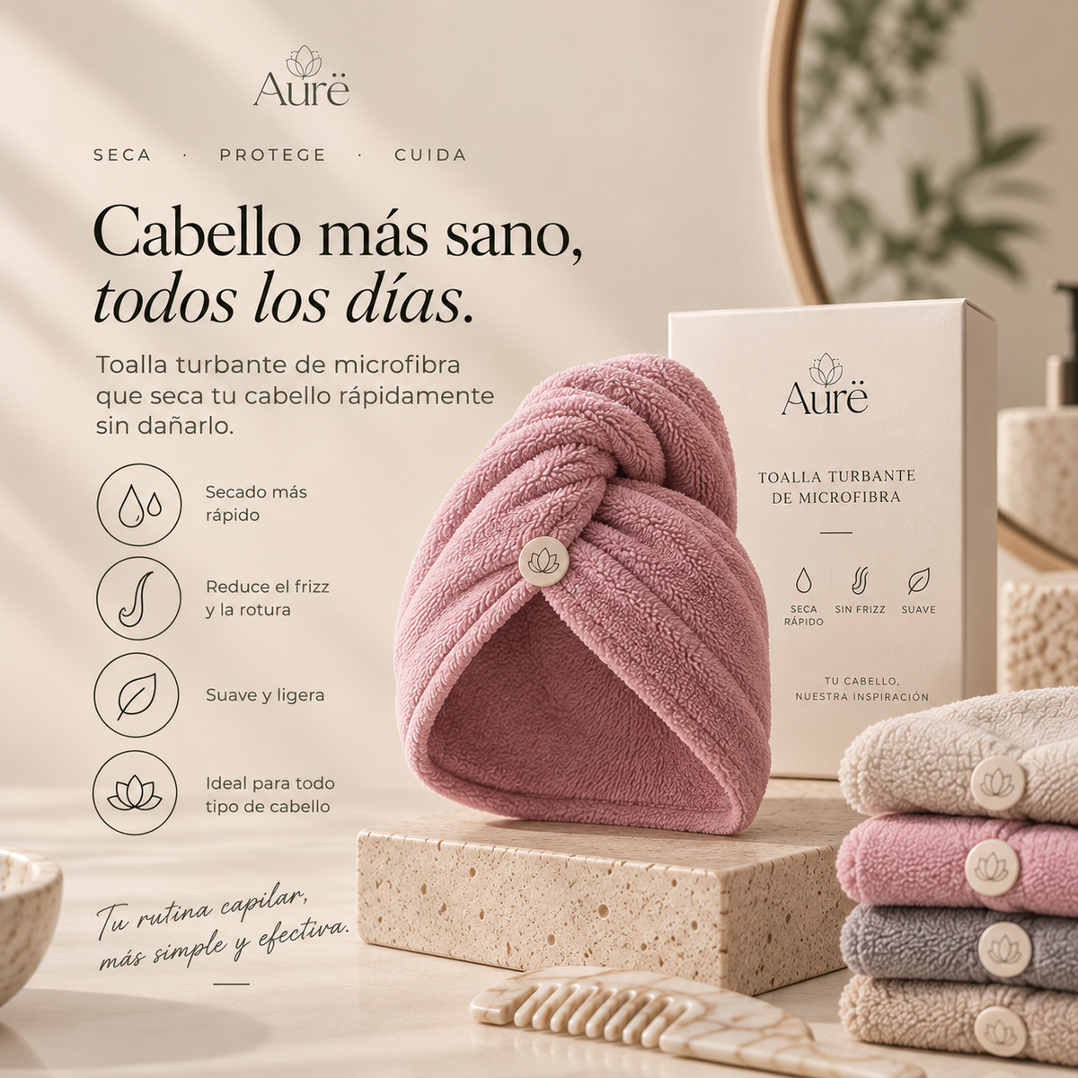 Toalla Turbante de Microfibra | Secado Rápido